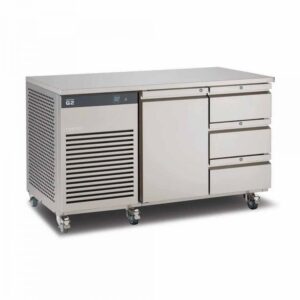 Foster EcoPro G2 EP1/2H Double Door Counter Fridge-Stainless Steel Ext/Aluminum Int-1 Door & 3 Drawers-R290